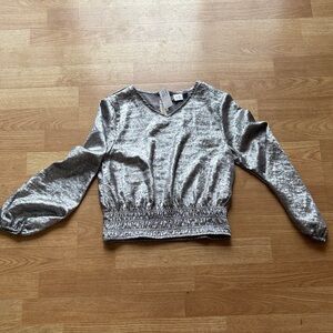 GAP Kids Metallic Silver Long Sleeve Sweater